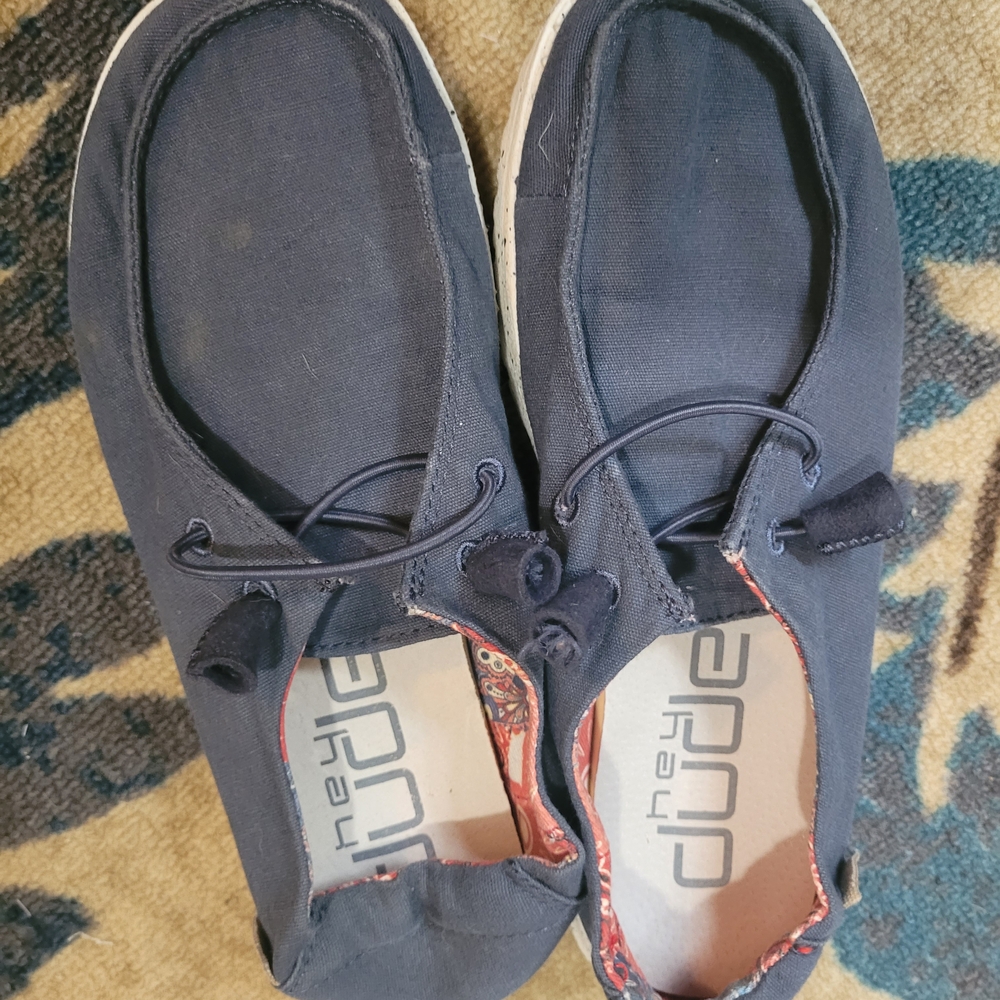 Hey Dude Womens Dark Blue Slip-On Shoes